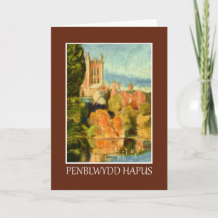 Hereford Cathedral, Birthday Card: Welsh Greeting Card