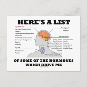 Here's A List Of Some Of The Hormones (Endocrine) Postcard