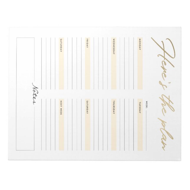 Here's the Plan Weekly Notepad Planner (Front)