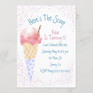 Here's the Scoop Birthday Invitation