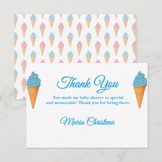Here's the Scoop Blue Baby Shower Thank You Enclosure Card
