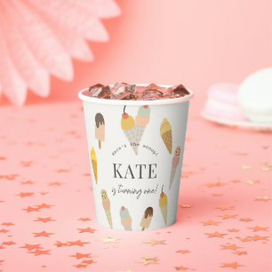 Here's the Scoop Colorful Ice Cream 1st Birthday Paper Cups