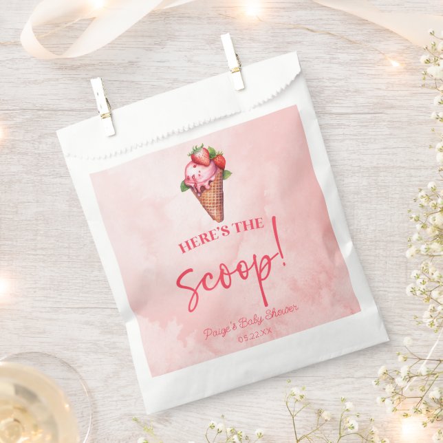 Heres The Scoop Ice Cream Baby Shower Welcome Sign Favour Bags (Clipped)