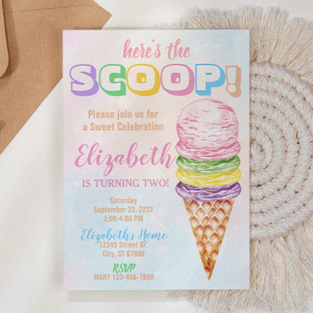Here's The Scoop Ice Cream Birthday Invitation (Creator Uploaded)