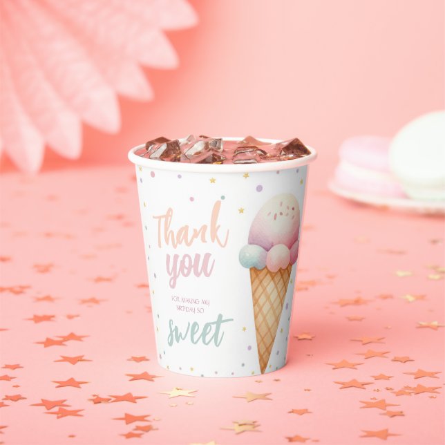 Here's The Scoop Ice Cream Birthday Party Paper Cups (Insitu)