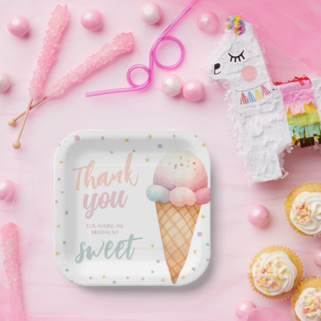 Here's The Scoop Ice Cream Birthday Party Paper Plate (Party)