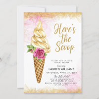 Here's the Scoop Ice Cream Bridal Shower Invitatio