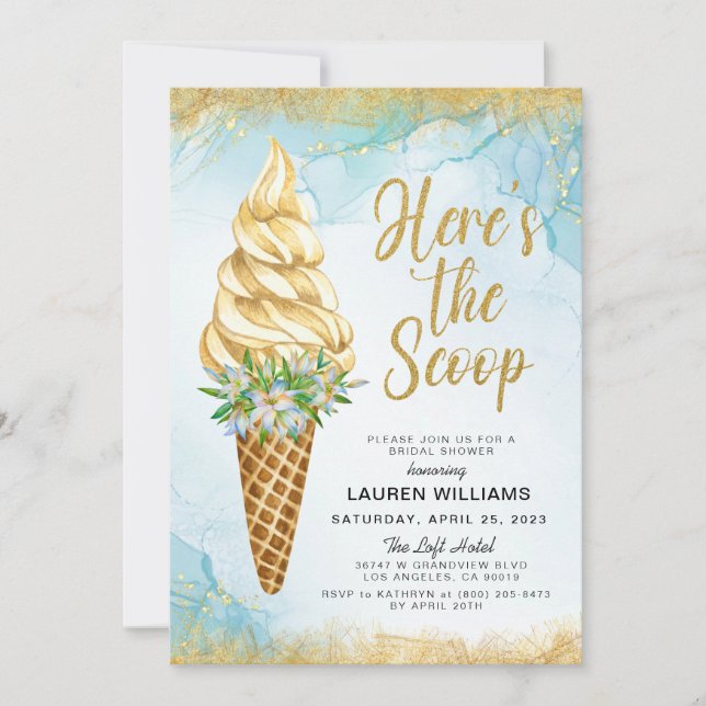 Here's the Scoop Ice Cream Bridal Shower Invitatio Invitation (Front)