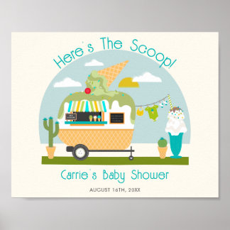 Here's The Scoop Ice Cream Camper Boy Baby Shower Poster