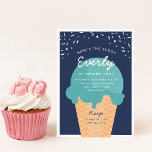 Here's The Scoop Ice Cream Cone Kid Birthday Party Invitation<br><div class="desc">Announce your little one's summer birthday celebration with these festive ice cream themed invitations in a summery colour palette. Modern design features a waffle cone with a scoop of turquoise teal ice cream with "here's the scoop" arched across the top,  and your child's birthday party details beneath.</div>