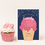 Here's The Scoop Ice Cream Cone Kid Birthday Party Invitation<br><div class="desc">Announce your little one's summer birthday celebration with these festive ice cream themed invitations in a summery colour palette. Modern design features a waffle cone with a scoop of pink ice cream with "here's the scoop" arched across the top,  and your child's birthday party details beneath.</div>