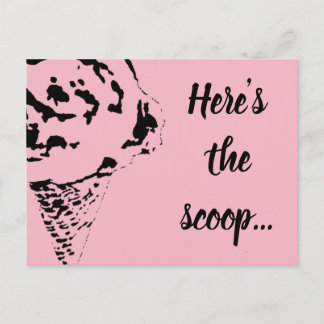 "Here's the scoop" ice cream cone postcard