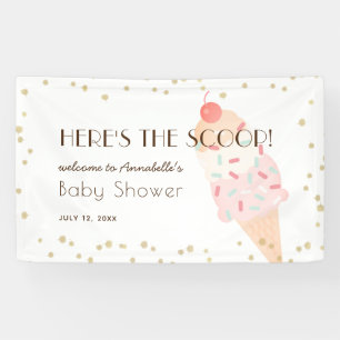 Here's the Scoop Ice Cream Pink Baby Shower Banner