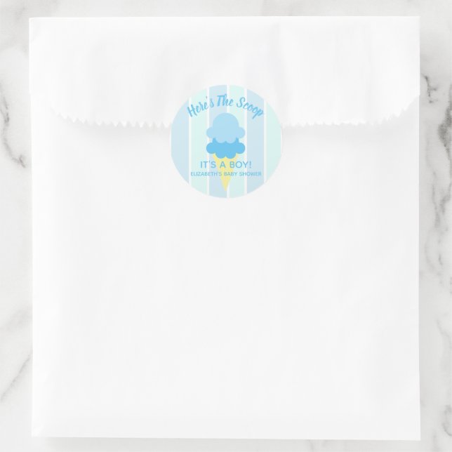 Here's The Scoop Ice Cream Summer Baby Shower Classic Round Sticker (Bag)