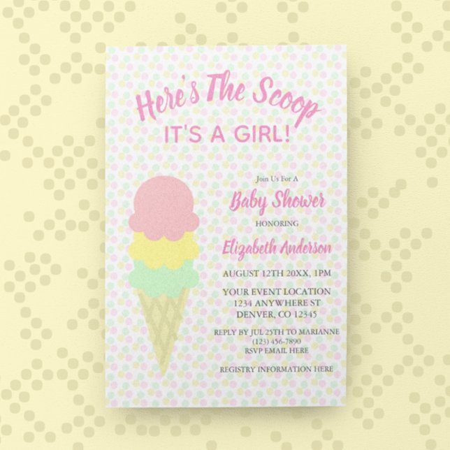 Here's The Scoop Ice Cream Summer Baby Shower Invitation (Creator Uploaded)