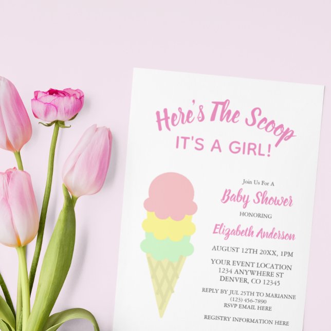 Here's The Scoop Ice Cream Summer Baby Shower Invitation (Creator Uploaded)