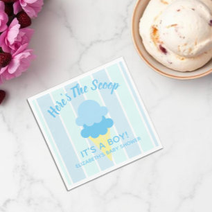 Here's The Scoop Ice Cream Summer Baby Shower Napkin