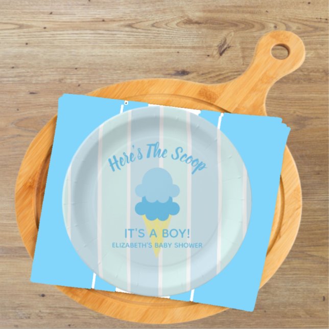 Here's The Scoop Ice Cream Summer Baby Shower Paper Plate (Creator Uploaded)