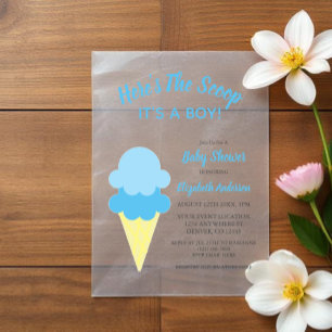 Here's The Scoop Ice Cream Summer Baby Shower Vellum Invitations