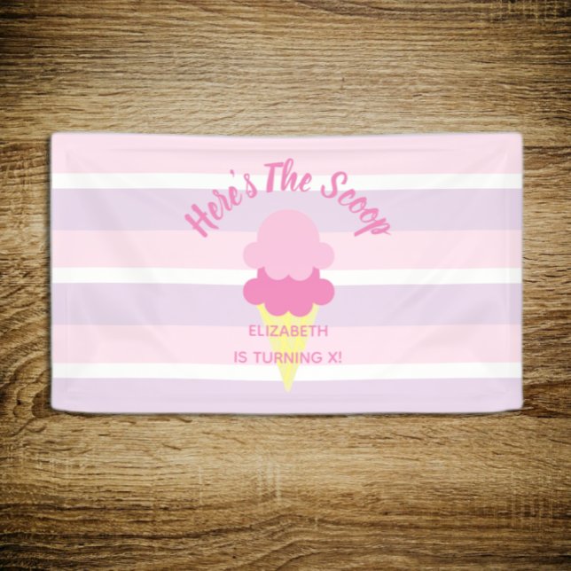Here's The Scoop Ice Cream Summer Birthday Banner (Creator Uploaded)