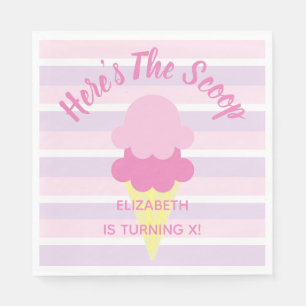 Here's The Scoop Ice Cream Summer Birthday Napkin