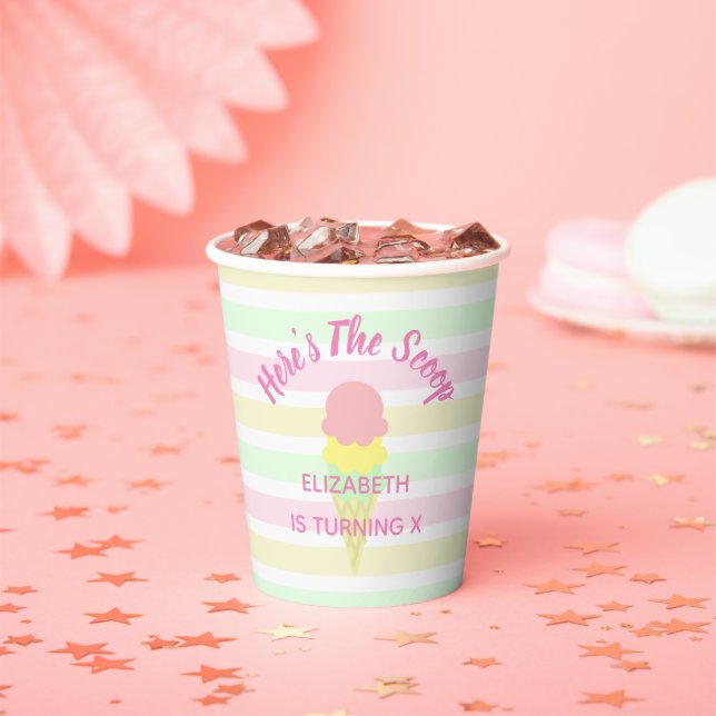 Here's The Scoop Ice Cream Summer Birthday Paper Cups (Insitu)