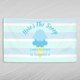 Here's The Scoop Ice Cream Summer Boy Birthday  Banner