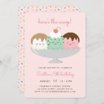 Here's the scoop invitation<br><div class="desc">This design features cute ice cream scoops with all the toppings! It's perfect for your little one's birthday celebration.</div>