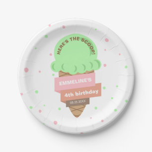 Here's The Scoop Mint Ice Cream Sweet Birthday Paper Plate