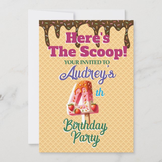 Here's the Scoop Waffle Cone Invitation (Front)