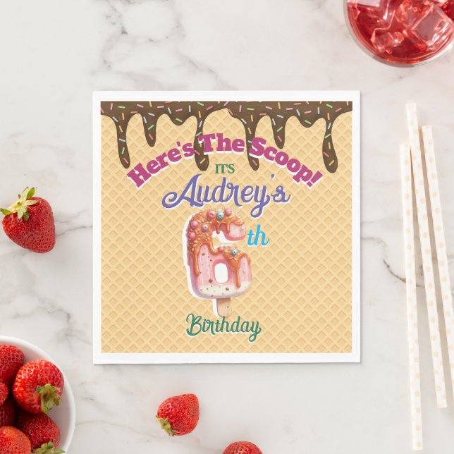Here's the Scoop Waffle Cone Invitation Napkin (Insitu)