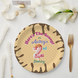 Here's the Scoop Waffle Cone Invitation Paper Plate
