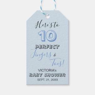 'Here's to 10 Perfect Fingers & Toes' Baby Shower Gift Tags