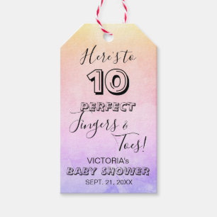 'Here's to 10 Perfect Fingers & Toes' Baby Shower Gift Tags