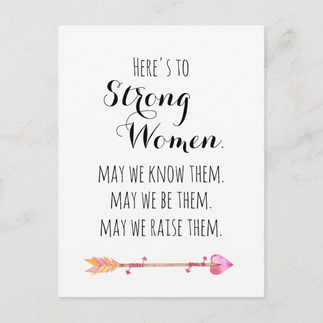 Here's to Strong Woman Quote Tribal Arrow Postcard (Front)