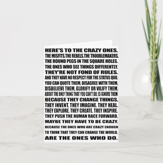 Here's To the crazy ones! Card (Front)