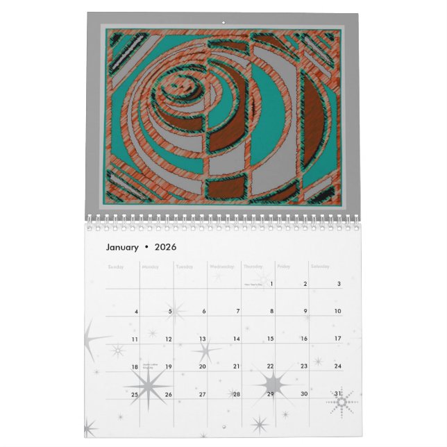 (heretofore) alanart abstract art/design calendar (Jan 2026)