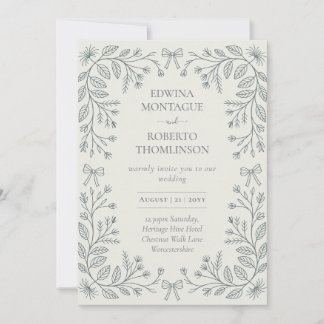 Heritage Botanical Bows Frame Elegant Wedding Invitation