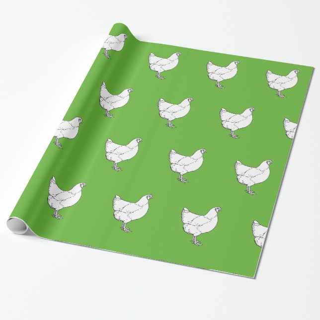 Heritage Breed Chickens - Laying Hens Pattern Wrapping Paper (Unrolled)