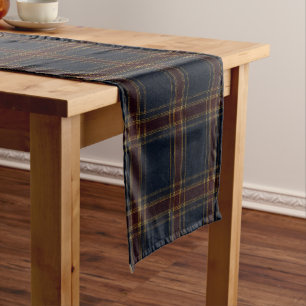 Heritage Burgundy Tartan Plaid Luxury Old Money Short Table Runner