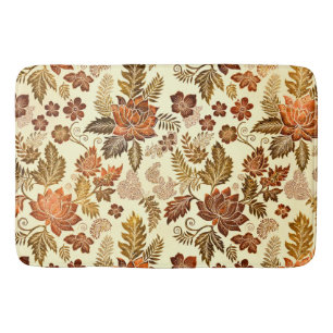 Heritage Copper Warm Gold Floral Design Bath Mat