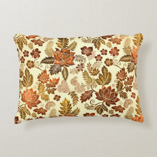 Heritage Copper Warm Gold Floral Design Decorative Cushion