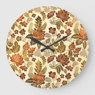 Heritage Copper Warm Gold Floral Design Large Clock