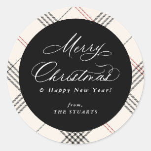 HERITAGE   Cream Tartan Classic Round Sticker