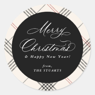 HERITAGE | Cream Tartan Classic Round Sticker