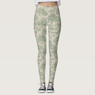 Heritage Farm Toile in Sage Green and Blue Leggings