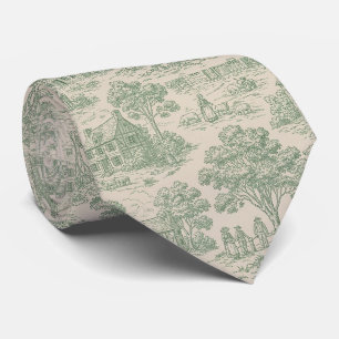Heritage Farm Toile in Sage Green and Blue Tie