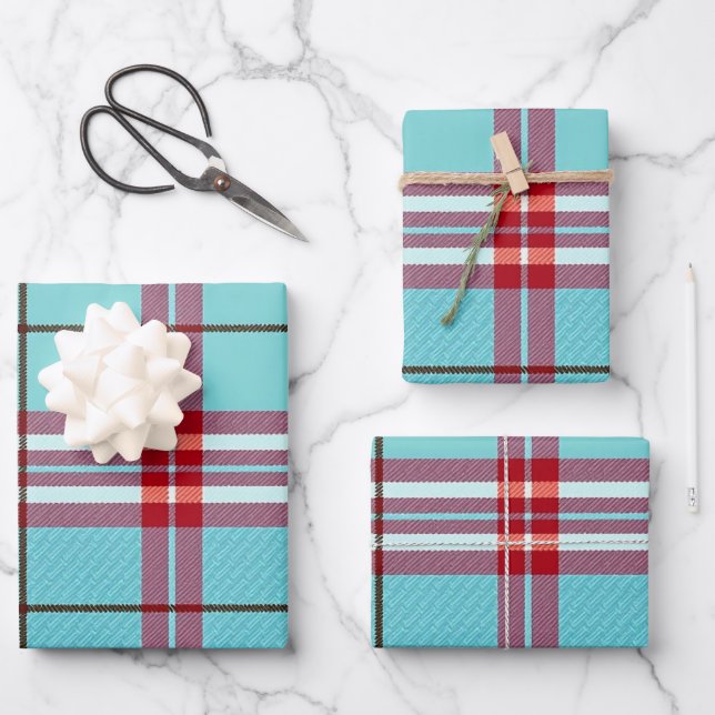 Heritage Folk Plaid  Wrapping Paper Sheet (Front)