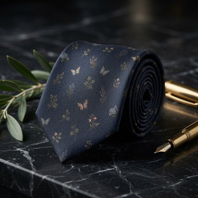 Heritage Garden Butterfly Navy Tie (Creator Uploaded)