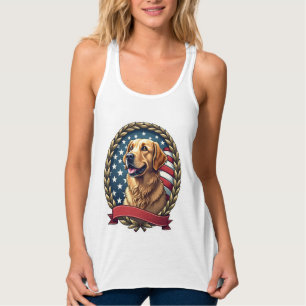 Heritage Golden Retriever Patriotic Vintage Tee